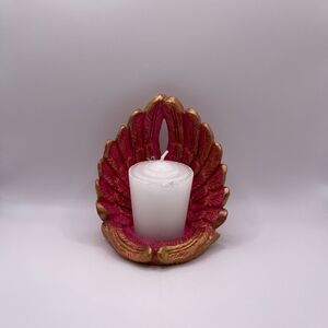 Vintage Pink Swan Wings Candle Mold Holder Dish